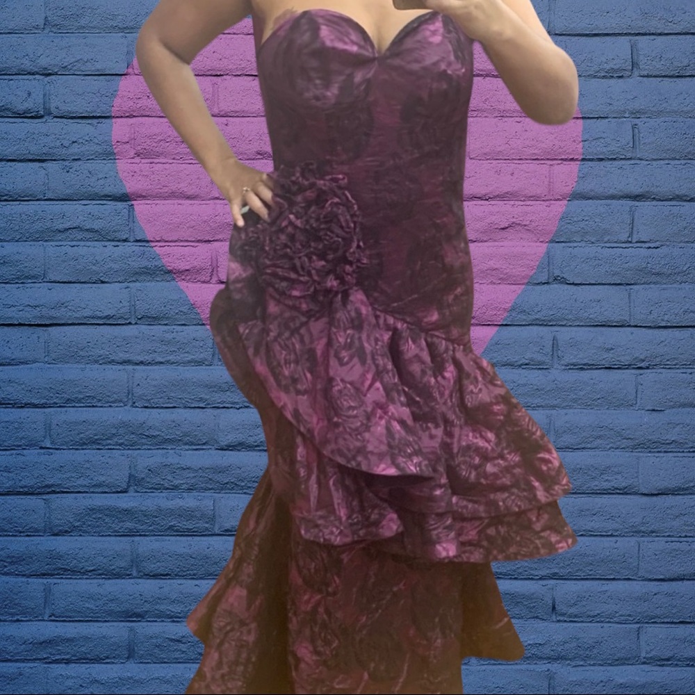 One shoulder formal ruffle gown